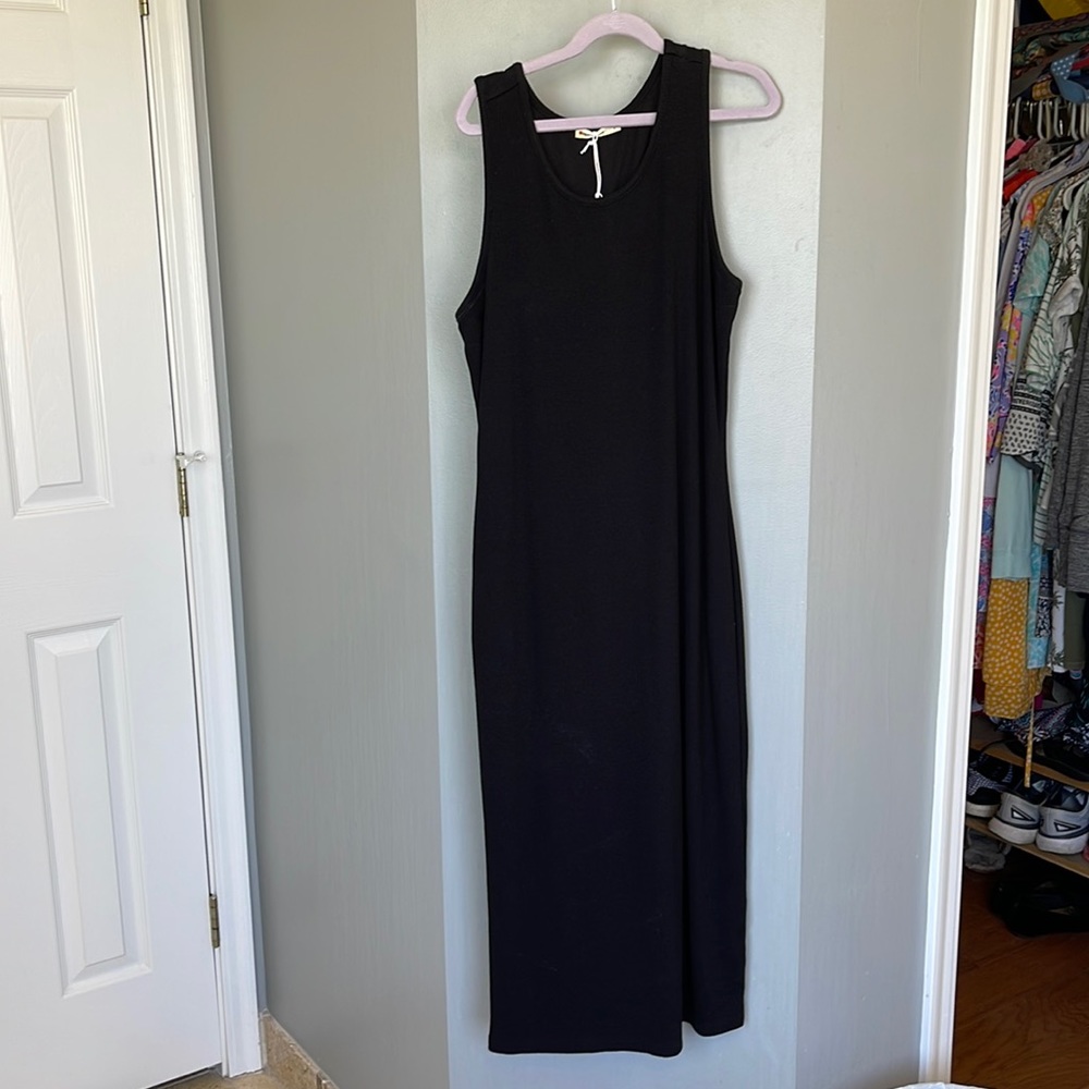 Marine layer black tee shirt ribbed dress